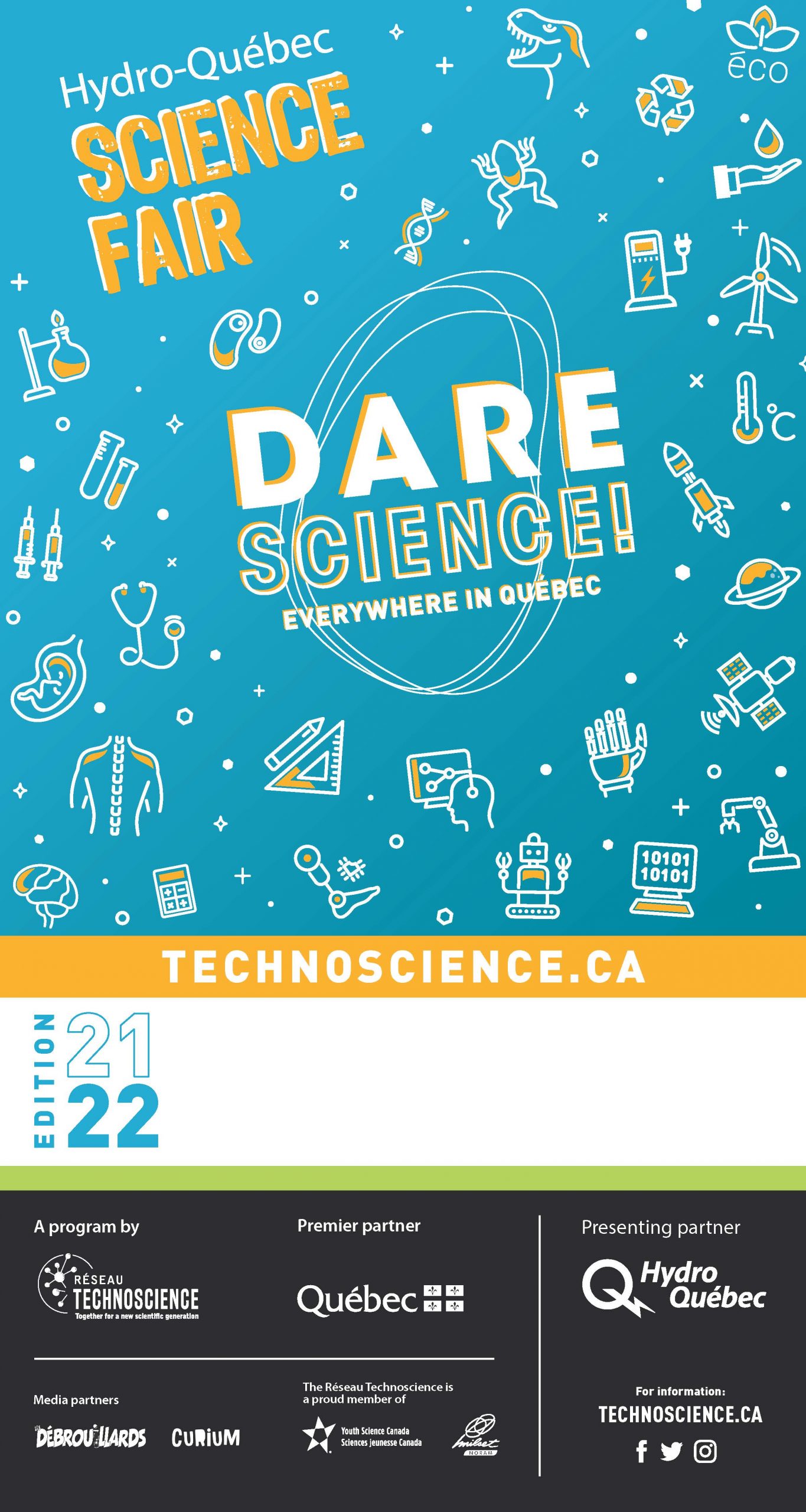 Official poster of the 2021-2022 Hydro-Quebec Science Fairs